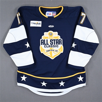 Max Newton - 2023 ECHL All-Star Classic - Eastern Conference - Game-Worn Autographed Blue Set 1 Jersey