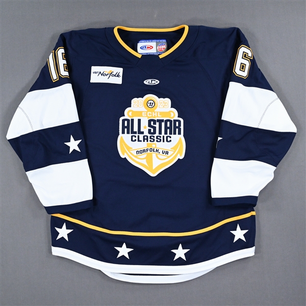 Mathew Santos - 2023 ECHL All-Star Classic - Eastern Conference - Game-Worn Autographed Blue Set 1 Jersey