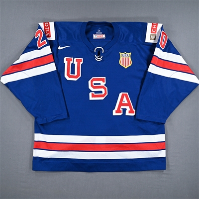 Red Savage - Blue Game-Worn Jersey - Team USA Hockey - 2022 IIHF World Junior Championship