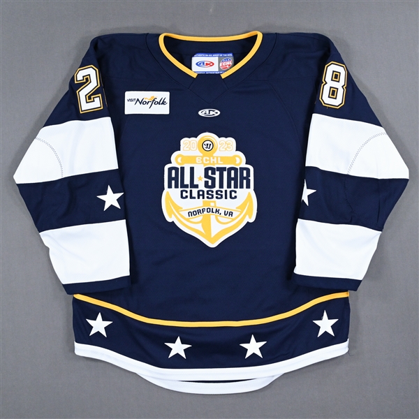 Derek Topatigh - 2023 ECHL All-Star Classic - Eastern Conference - Game-Worn Autographed Blue Set 1 Jersey