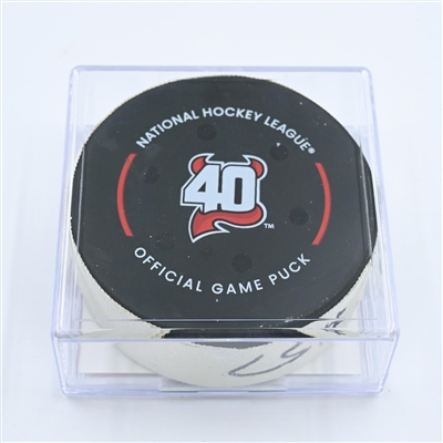 Shane Pinto - Ottawa Senators - Goal Puck - November 10, 2022 vs. New Jersey Devils (Devils' 40th Anniversary Logo) 