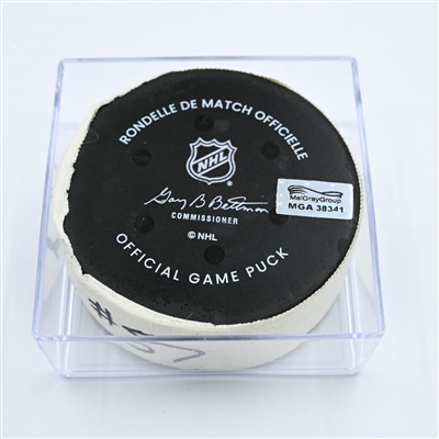Shane Pinto - Ottawa Senators - Goal Puck - November 10, 2022 vs. New Jersey Devils (Devils' 40th Anniversary Logo) 