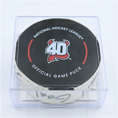 Shane Pinto - Ottawa Senators - Goal Puck - November 10, 2022 vs. New Jersey Devils (Devils' 40th Anniversary Logo) 