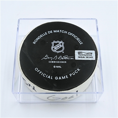 Shane Pinto - Ottawa Senators - Goal Puck - November 10, 2022 vs. New Jersey Devils (Devils' 40th Anniversary Logo) 