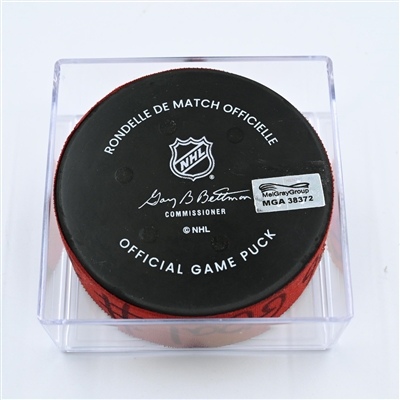 Jack Hughes - New Jersey Devils - Goal Puck - November 12, 2022 vs. Arizona Coyotes (Devils' 40th Anniversary Logo) 