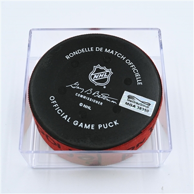 Jesper Boqvist - New Jersey Devils - Goal Puck - November 12, 2022 vs. Arizona Coyotes (Devils' 40th Anniversary Logo) 
