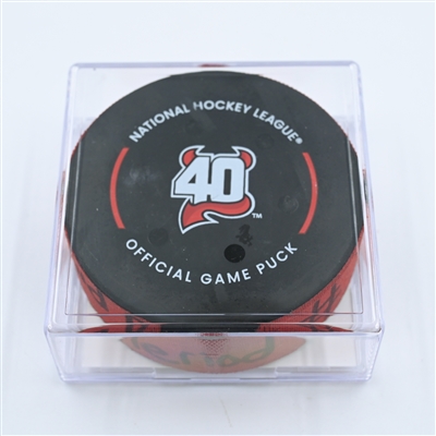 Dougie Hamilton - New Jersey Devils - Goal Puck - November 12, 2022 vs. Arizona Coyotes (Devils' 40th Anniversary Logo) 