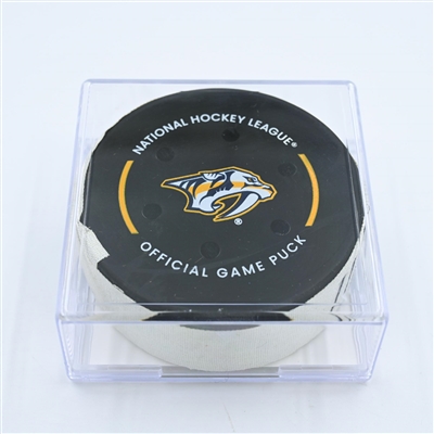 Filip Chytil - New York Rangers - Goal Puck - November 12, 2022 vs. Nashville Predators (Predators Logo) 
