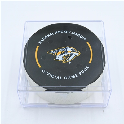 Nino Niederreiter - Nashville Predators - Goal Puck - November 15, 2022 vs. Minnesota Wild (Predators Logo) 