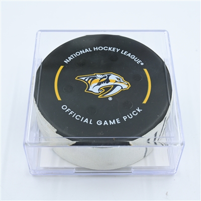 Frederick Gaudreau - Minnesota Wild - Goal Puck - November 15, 2022 vs. Nashville Predators (Predators Logo) 