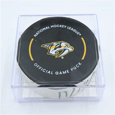 Filip Forsberg - Nashville Predators - Goal Puck - November 17, 2022 vs. New York Islanders (Predators Logo) 