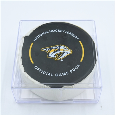 Nino Niederreiter - Nashville Predators - Goal Puck - November 17, 2022 vs. New York Islanders (Predators Logo) 