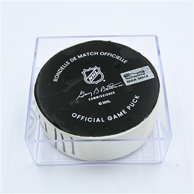 Kyle Palmieri - New York Islanders - Goal Puck - November 17, 2022 vs. Nashville Predators (Predators Logo) 