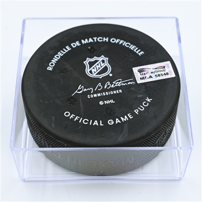 Josh Anderson - Montreal Canadiens - Goal Puck - November 17, 2022 vs. Columbus Blue Jackets (Blue Jackets Logo) 