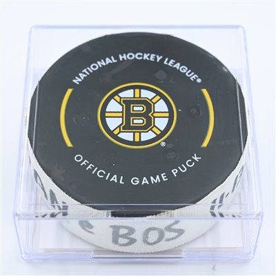 Patrice Bergeron - Boston Bruins - Goal Puck - November 13, 2022 vs. Vancouver Canucks (Bruins Logo) 