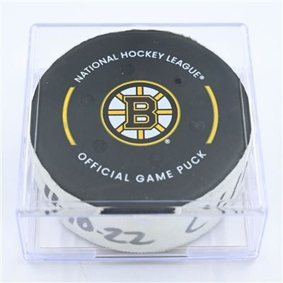Connor Clifton - Boston Bruins - Goal Puck - November 10, 2022 vs. Calgary Flames (Bruins Logo)