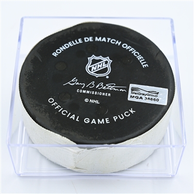 Alex DeBrincat - Ottawa Senators - Goal Puck - November 12, 2022 vs. Philadelphia Flyers (Flyers Logo) 