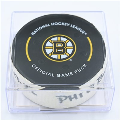 Jake DeBrusk - Boston Bruins - Goal Puck - November 17, 2022 vs. Philadelphia Flyers (Bruins Logo) 