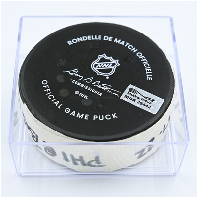 Jake DeBrusk - Boston Bruins - Goal Puck - November 17, 2022 vs. Philadelphia Flyers (Bruins Logo) 