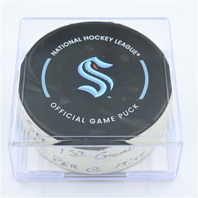 Jordan Eberle - Seattle Kraken - Goal Puck - November 8, 2022 vs. Nashville Predators (Kraken Logo) 