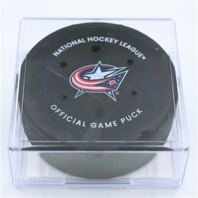 Johnny Gaudreau - Columbus Blue Jackets - Goal Puck - November 10, 2022 vs. Philadelphia Flyers (Blue Jackets Logo)