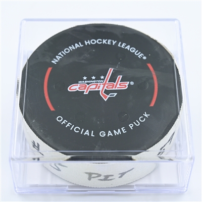 Jake Guentzel - Pittsburgh Penguins - Goal Puck - November 9, 2022 vs. Washington Capitals (Capitals Logo) 