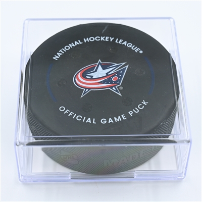Boone Jenner - Columbus Blue Jackets - Goal Puck - November 15, 2022 vs. Philadelphia Flyers (Blue Jackets Logo) 