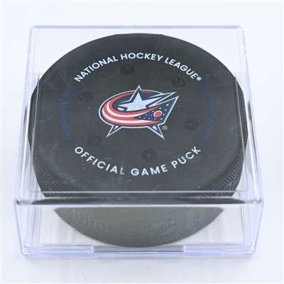 Boone Jenner - Columbus Blue Jackets - Goal Puck - November 10, 2022 vs. Philadelphia Flyers (Blue Jackets Logo)