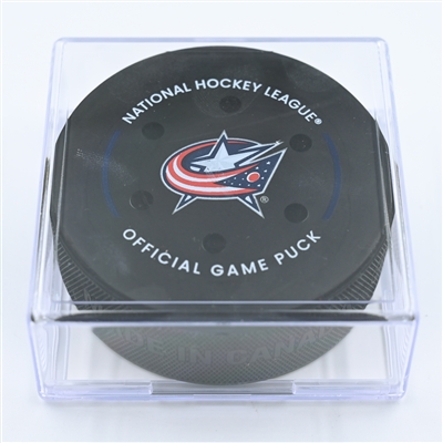 Boone Jenner - Columbus Blue Jackets - Goal Puck - November 15, 2022 vs. Philadelphia Flyers (Blue Jackets Logo) 
