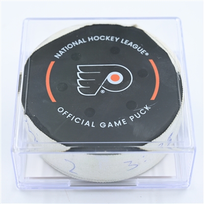 Travis Konecny - Philadelphia Flyers - Goal Puck - November 8, 2022 vs St. Louis Blues (Philadelphia Flyers logo)