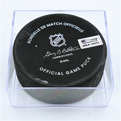 Sean Kuraly - Columbus Blue Jackets - Goal Puck - November 17, 2022 vs. Montreal Canadiens (Blue Jackets Logo) 