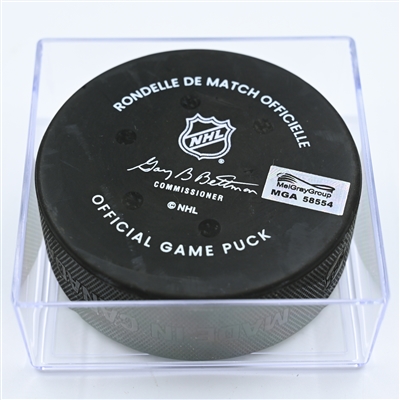 Sean Kuraly - Columbus Blue Jackets - Goal Puck - November 17, 2022 vs. Montreal Canadiens (Blue Jackets Logo) 