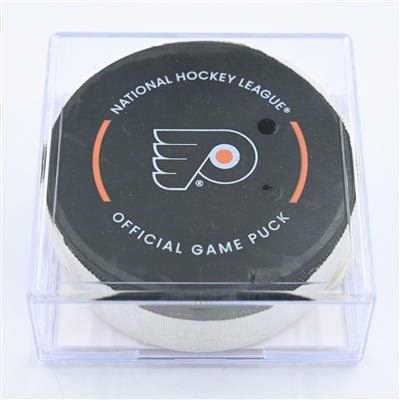 Esa Lindell - Dallas Stars - Goal Puck - November 13, 2022 vs. Philadelphia Flyers (Flyers Logo) 