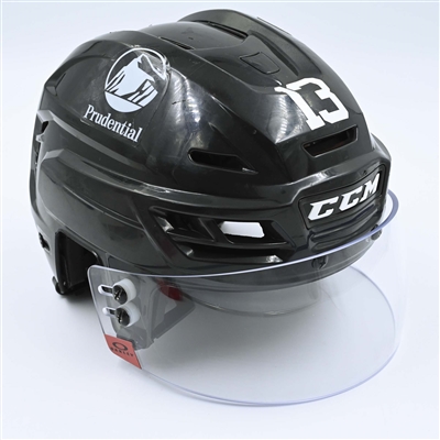 Nico Hischier - Game-Worn  Black, CCM Helmet w/ Oakley Shield - 2022-23 NHL Regular Season and 2023 Stanley Cup Playoffs