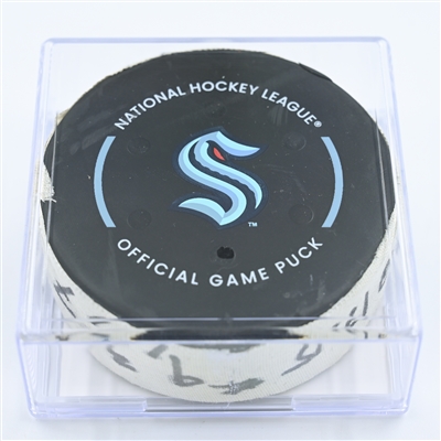 Jared McCann - Seattle Kraken - Goal Puck - November 17, 2022 vs. New York Rangers (Kraken Logo) 
