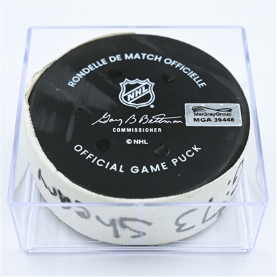 Conor Sheary - Washington Capitals - Goal Puck - November 11, 2022 vs. Tampa Bay Lightning (Capitals Logo) 