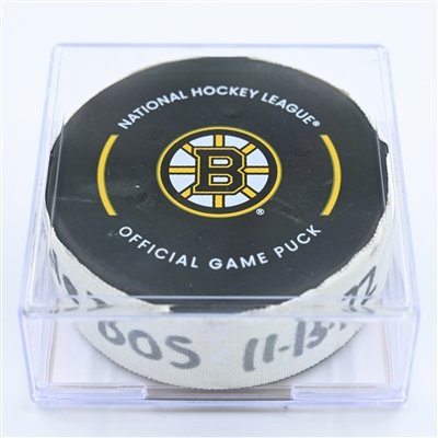 J.T. Miller - Vancouver Canucks - Goal Puck - November 13, 2022 vs. Boston Bruins (Bruins Logo) 