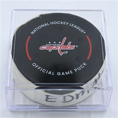 Ryan Nugent-Hopkins - Edmonton Oilers - Goal Puck - November 7, 2022 vs. Washington Capitals (Capitals Logo)  - 2022-23 NHL Season