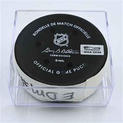 Ryan Nugent-Hopkins - Edmonton Oilers - Goal Puck - November 7, 2022 vs. Washington Capitals (Capitals Logo)  - 2022-23 NHL Season