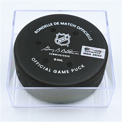 Mathieu Olivier - Columbus Blue Jackets - Goal Puck - November 17, 2022 vs. Montreal Canadiens (Blue Jackets Logo) 