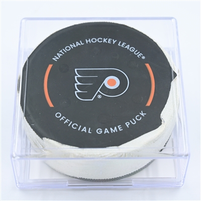 Ryan O'Reilly - St. Louis Blues - Goal Puck - November 8, 2022 vs Philadelphia Flyers (Philadelphia Flyers logo)