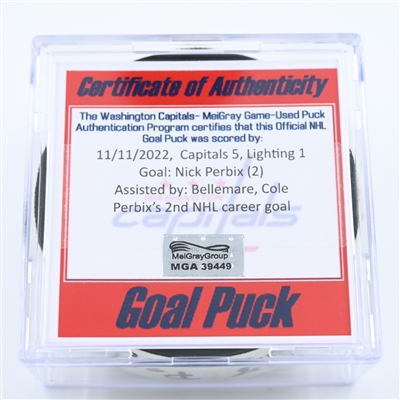 Nick Perbix - Tampa Bay Lightning - Goal Puck - November 11, 2022 vs. Washington Capitals (Capitals Logo) 