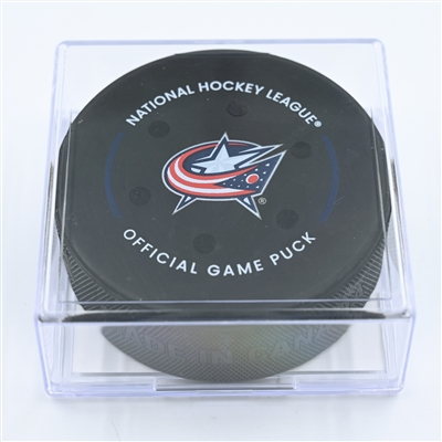 Ivan Provorov - Philadelphia Flyers - Goal Puck - November 10, 2022 vs. Columbus Blue Jackets (Blue Jackets Logo)