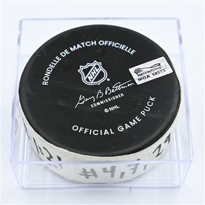 Justin Schultz - Seattle Kraken - Goal Puck - November 17, 2022 vs. New York Rangers (Kraken Logo) 