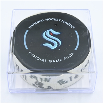 Mats Zuccarello - Minnesota Wild - Goal Puck - November 11, 2022 vs. Seattle Kraken (Kraken Logo) 