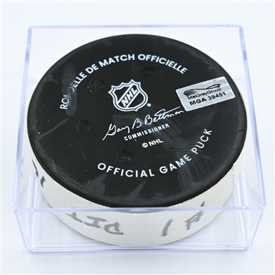 Jason Zucker - Pittsburgh Penguins - Goal Puck - November 9, 2022 vs. Washington Capitals (Capitals Logo) 