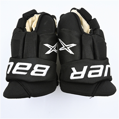 Jack Hughes - Game-Worn Black Third, Bauer Vapor 2X Gloves - 2022-23 NHL Season