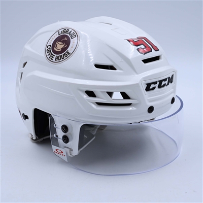 Dawson Mercer - Game-Worn White, CCM Helmet w/ Oakley Shield - 2022-23 NHL Regular Season and 2023 Stanley Cup Playoffs
