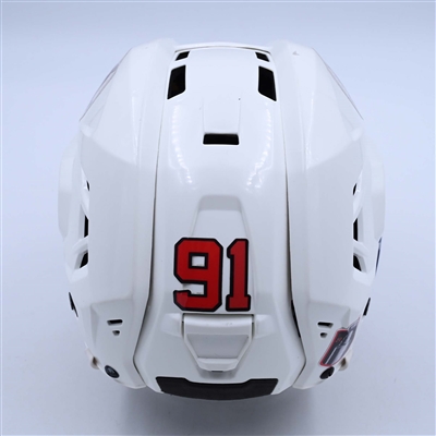 Dawson Mercer - Game-Worn White, CCM Helmet w/ Oakley Shield - 2022-23 NHL Regular Season and 2023 Stanley Cup Playoffs