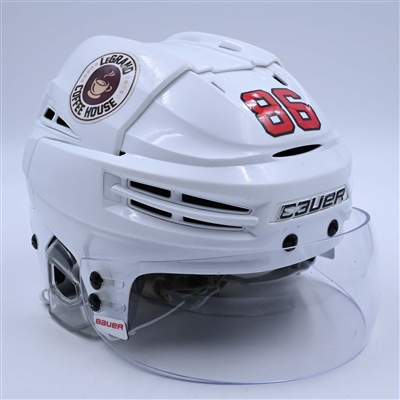 Jack Hughes - Game-Worn White, Bauer Helmet w/ Bauer Shield - 2022-23 NHL Regular Season and 2023 Stanley Cup Playoffs